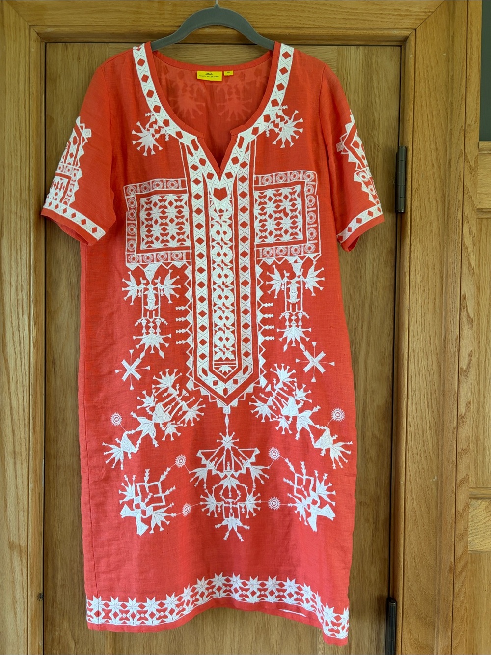Roberta Roller Rabbit Orange Tunic Dress with White Embroidery